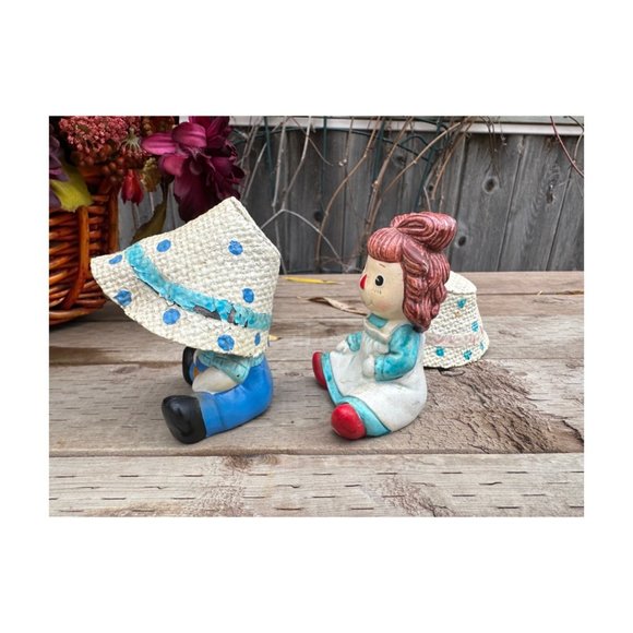 Vintage c. 1950s Raggedy Anne Raggedy Andy Paper Mache Dolls Decor Figurines - Picture 7 of 12